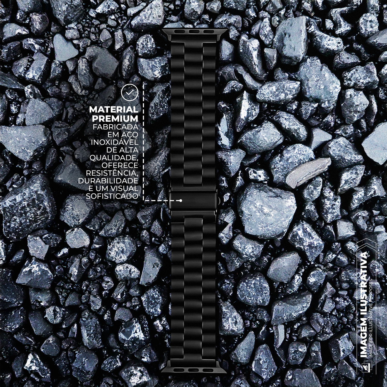 Pulseira para Apple Watch 42 / 44 / 45 / 46 / 49 MM - Metal Armor - Preta - Gshield