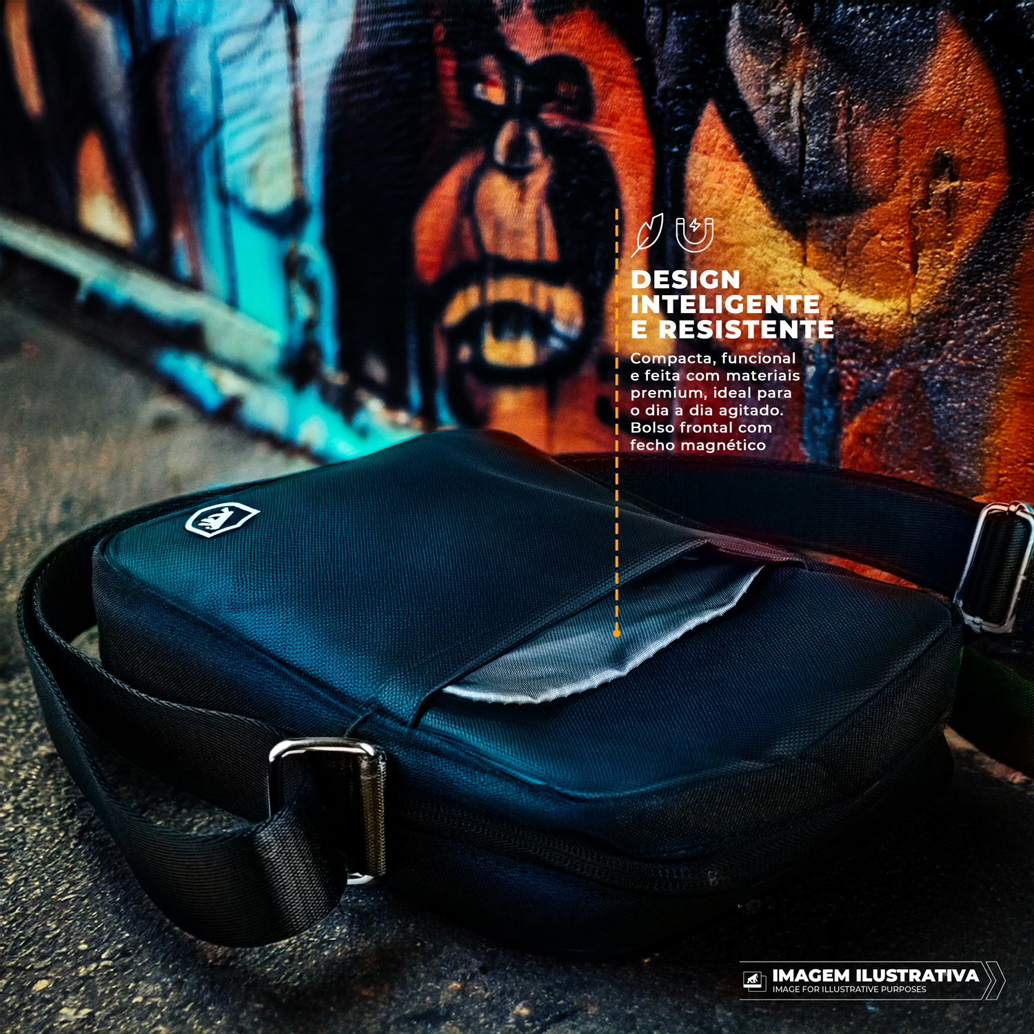 Shoulder Bag Transversal | Bolsa Compacta Unissex Antifurto - Symetric - Gshield - foto 4