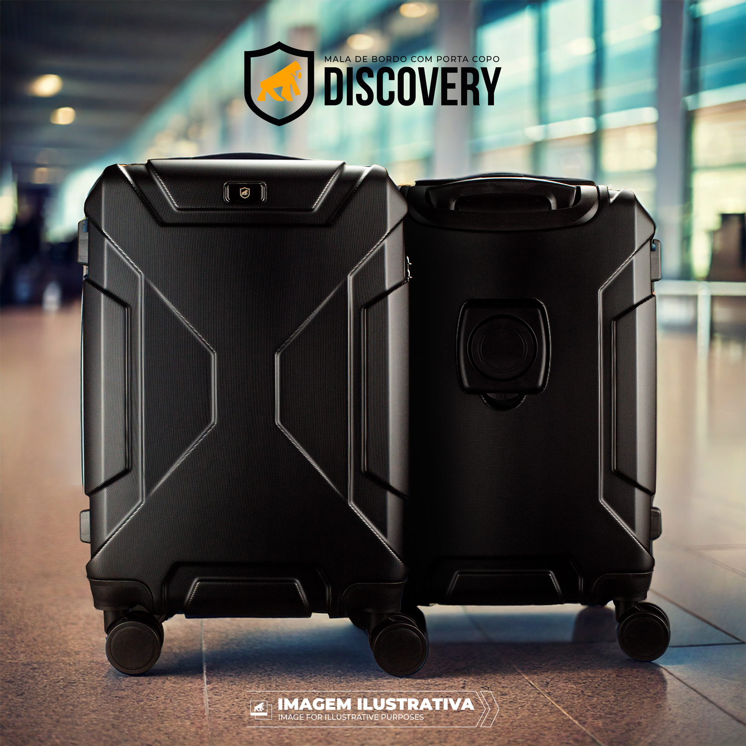 Mala de Bordo 20” com Porta-Copos Retrátil, Antifurto e Rodas 360° - Discovery - Gshield - foto 7