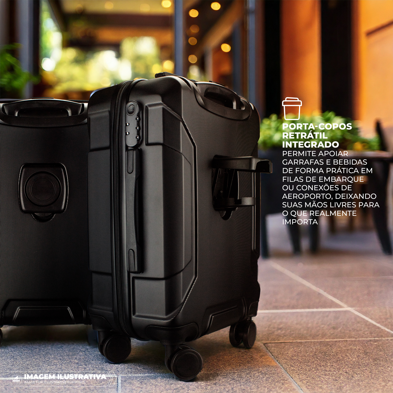 Mala de Bordo 20” com Porta-Copos Retrátil, Antifurto e Rodas 360° - Discovery - Gshield - foto 5