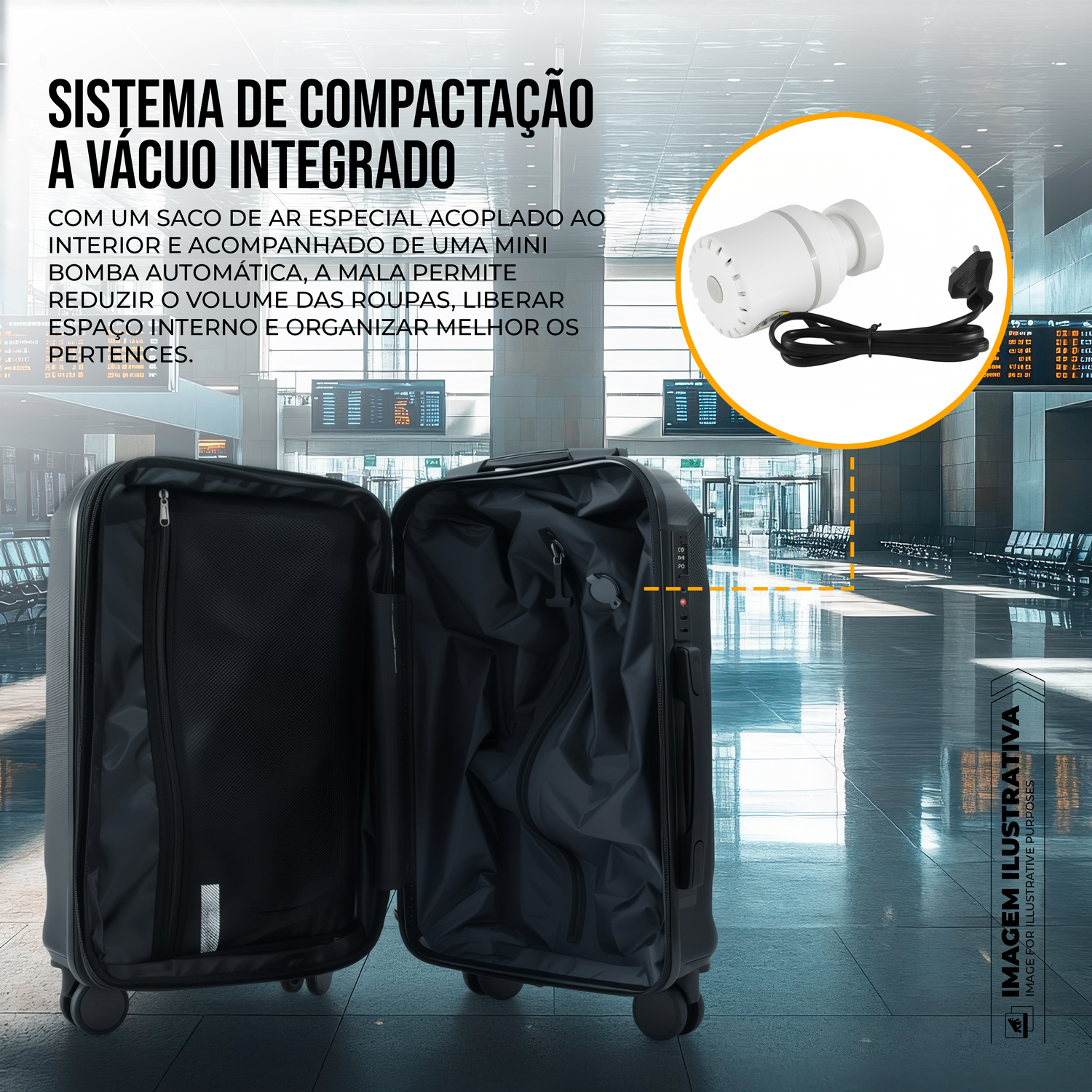 Mala de Bordo 20" com Compactação a Vácuo - Bagagem de Mão Resistente, Expansível e com Cadeado Antifurto - Survivor - Gshield - foto 2