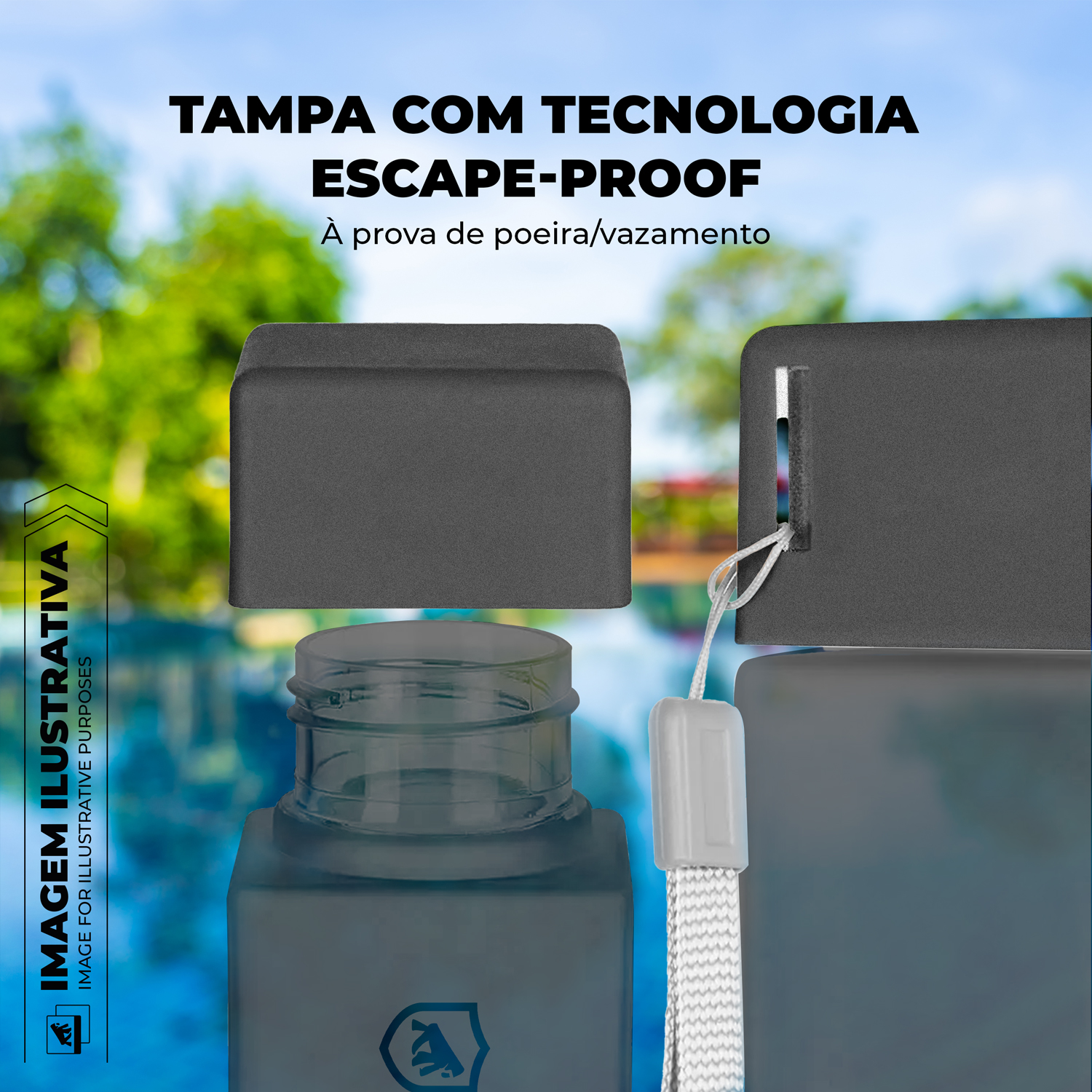 Garrafa 500ml com Vedação Antivazamento e Alça para Transporte - WaterShield - Gshield - foto 2