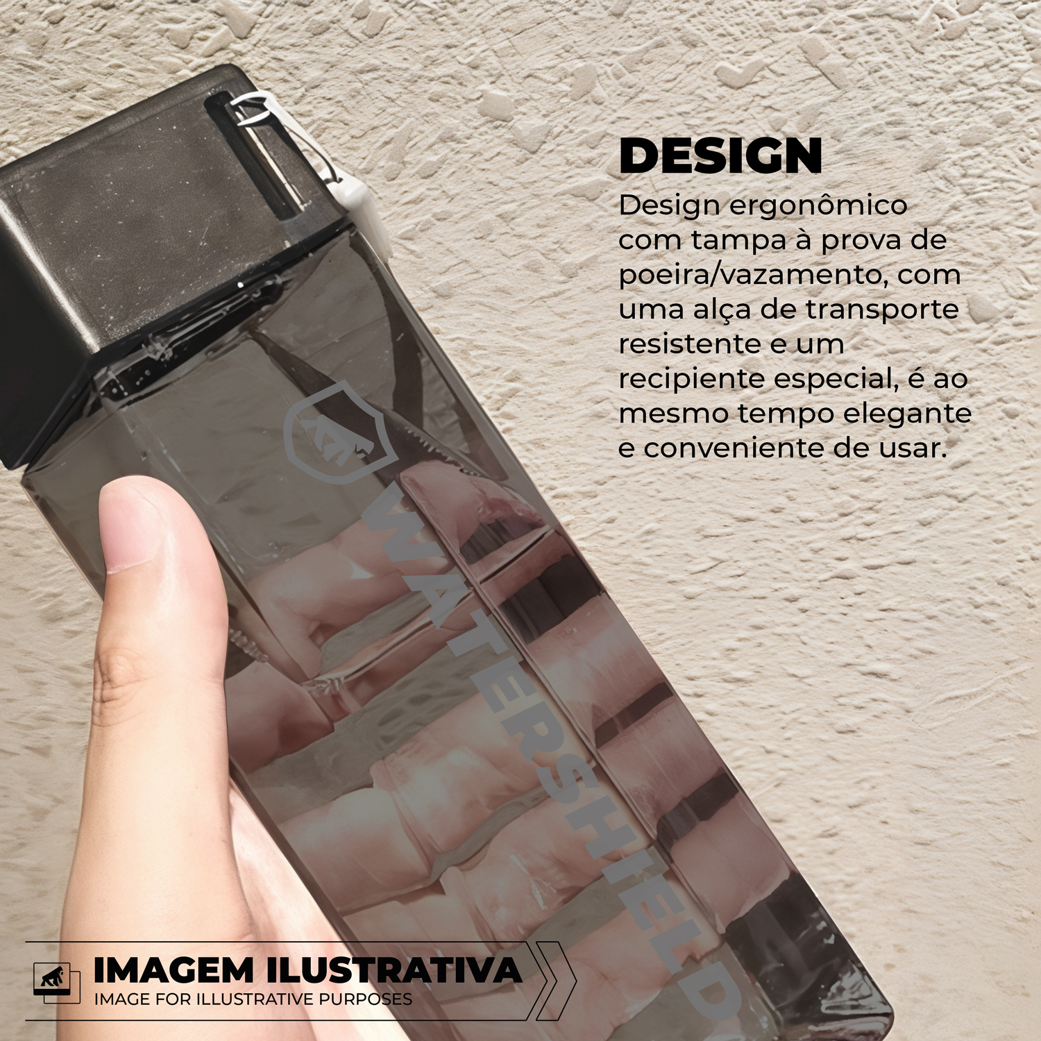 Garrafa 500ml com Vedação Antivazamento e Alça para Transporte - WaterShield - Gshield - foto 5