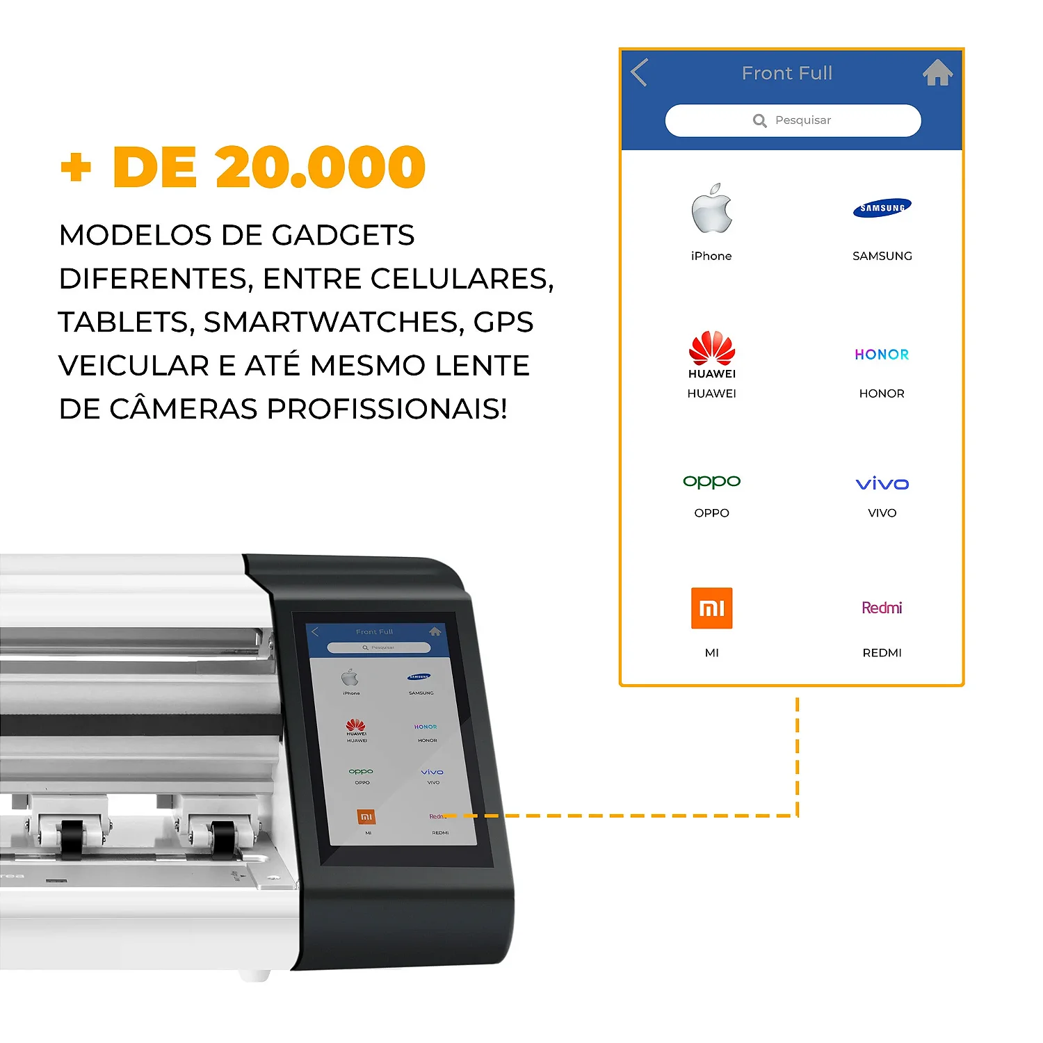 Máquina de Corte de Películas Film Express Pro - Até 16 polegadas - Preta +Película Film Express Transparente HD até 7'' 50 Unidades - Gshield