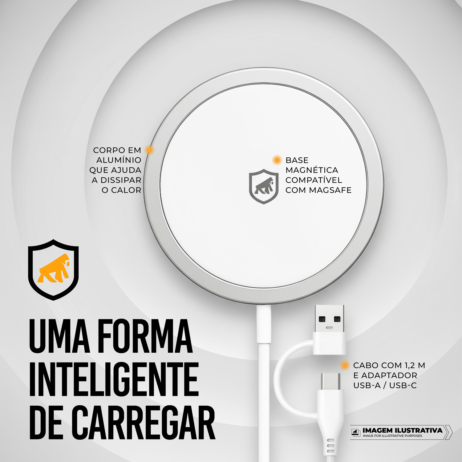 Carregador Wireless Magsafe Ultra - Branco - Gshield - foto 3