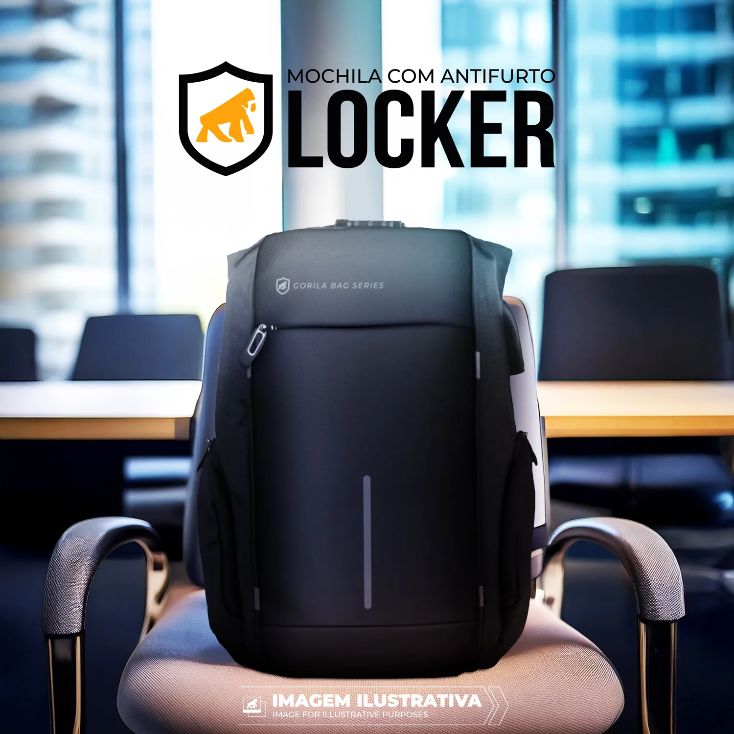 Mochila para notebook Locker com antifurto + Cartão de Visita Digital - ArmorCard Grátis - Gshield - foto 8