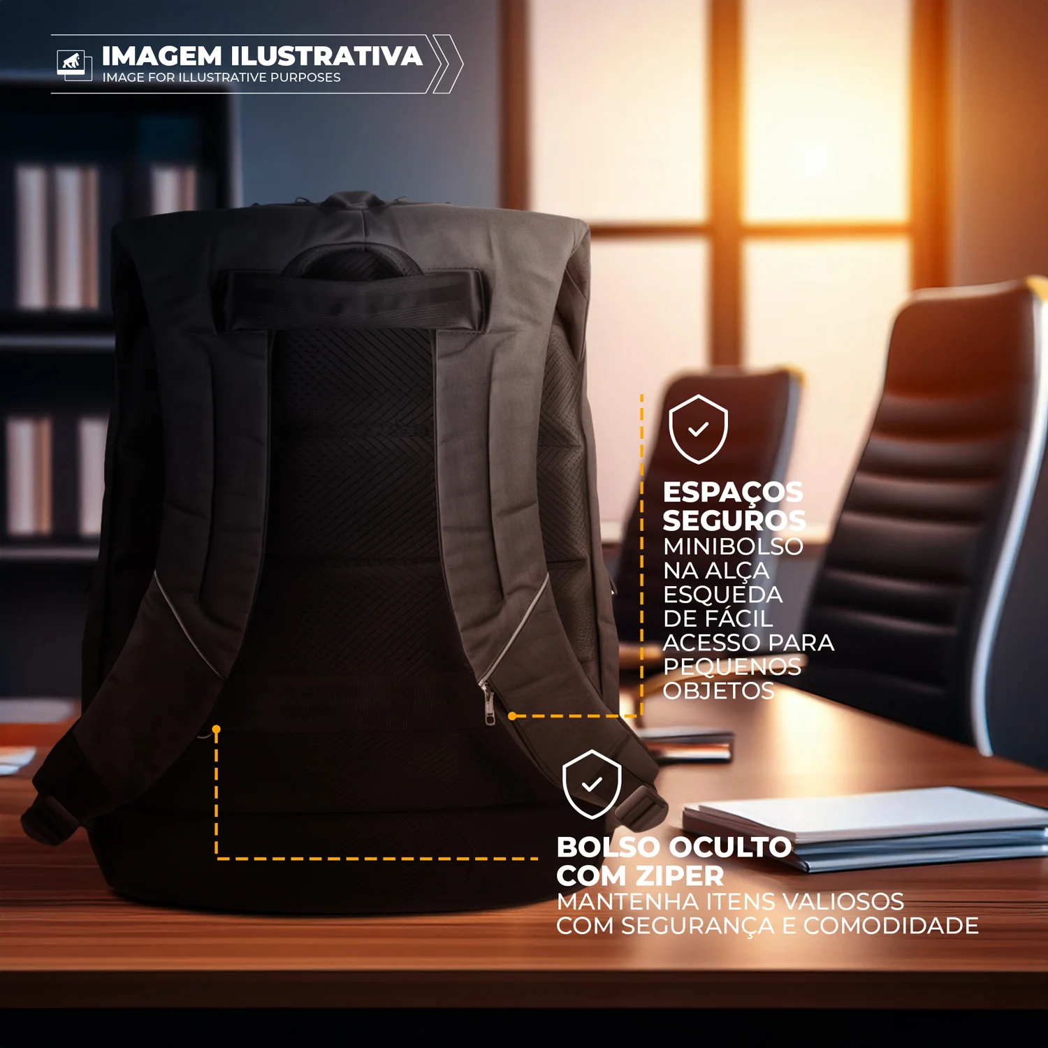 Mochila para notebook Locker com antifurto + Cartão de Visita Digital - ArmorCard Grátis - Gshield - foto 4
