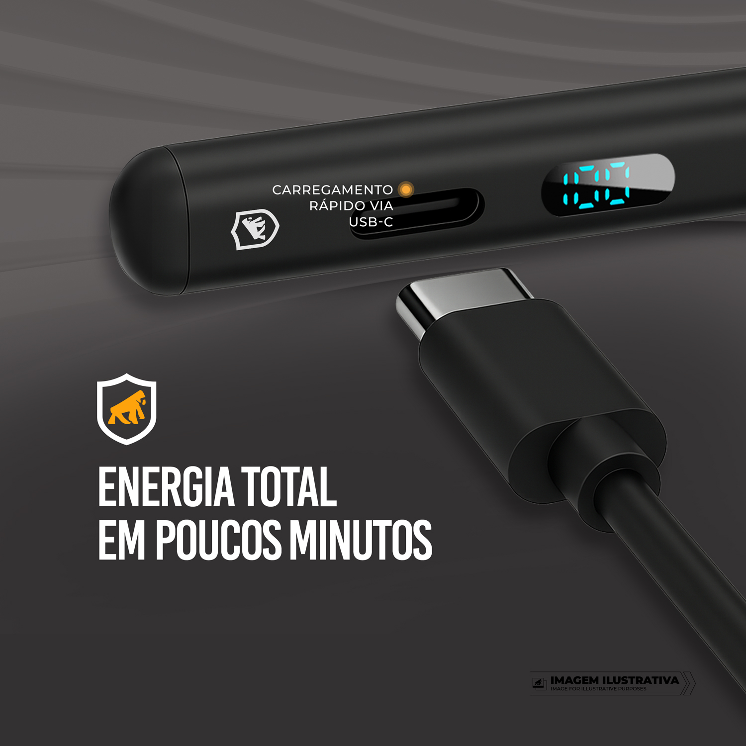 Caneta Touch Capacitiva com Visor - Palm Rejection - Dual Shock - Preta - Gshield