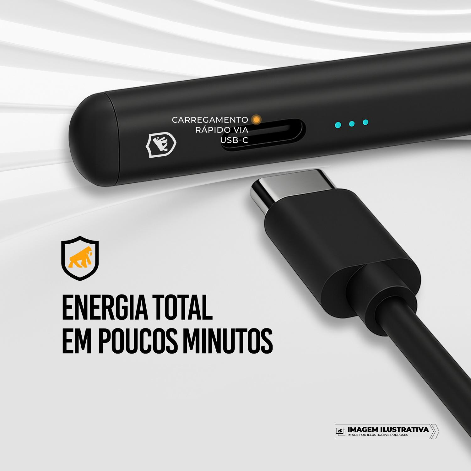 Caneta Touch Capacitiva Pro com Palm Rejection e Traço Adaptável - Preta - Gshield