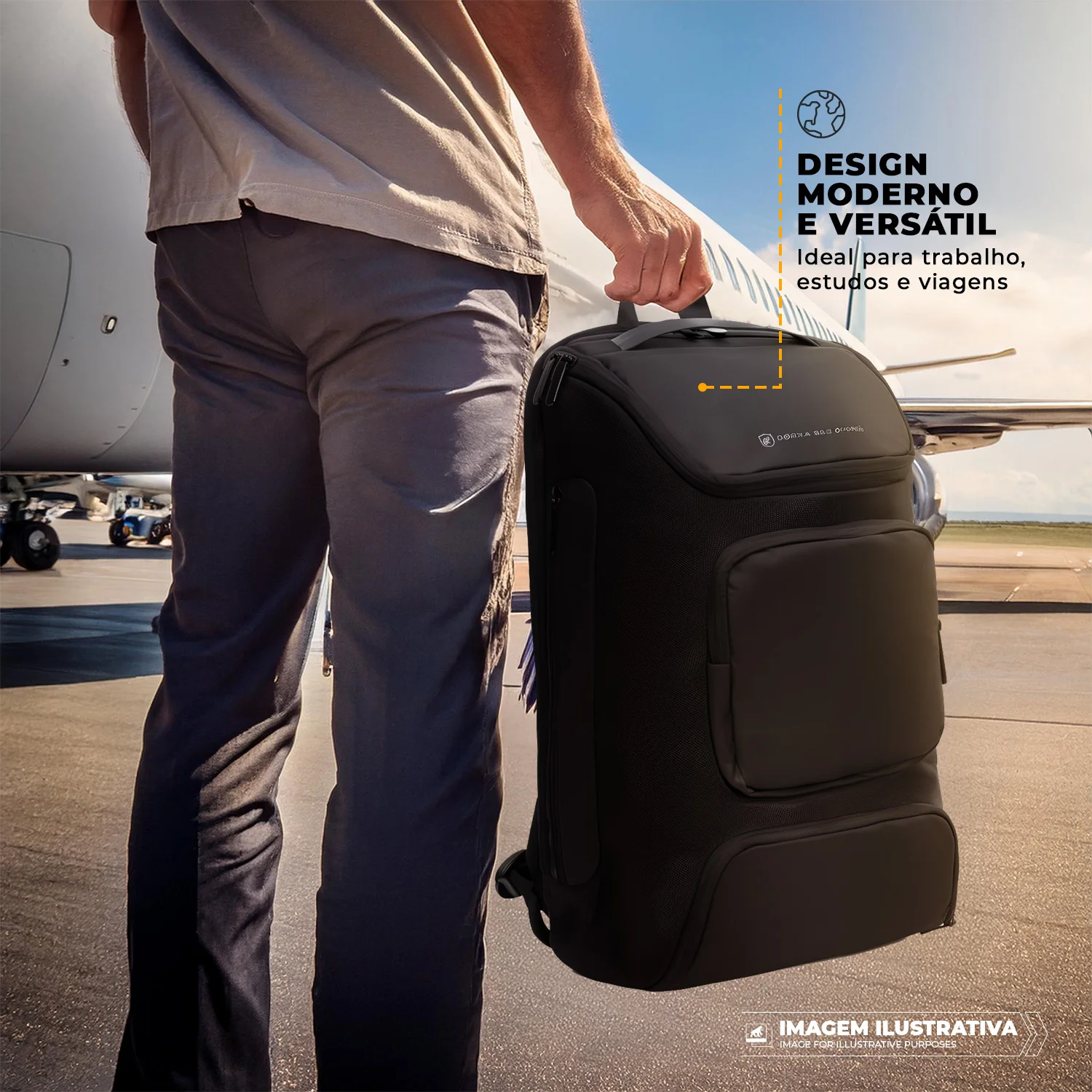 Kit Mala de Bordo para Viagem + Mochila Executiva Dual Shock - Gshield