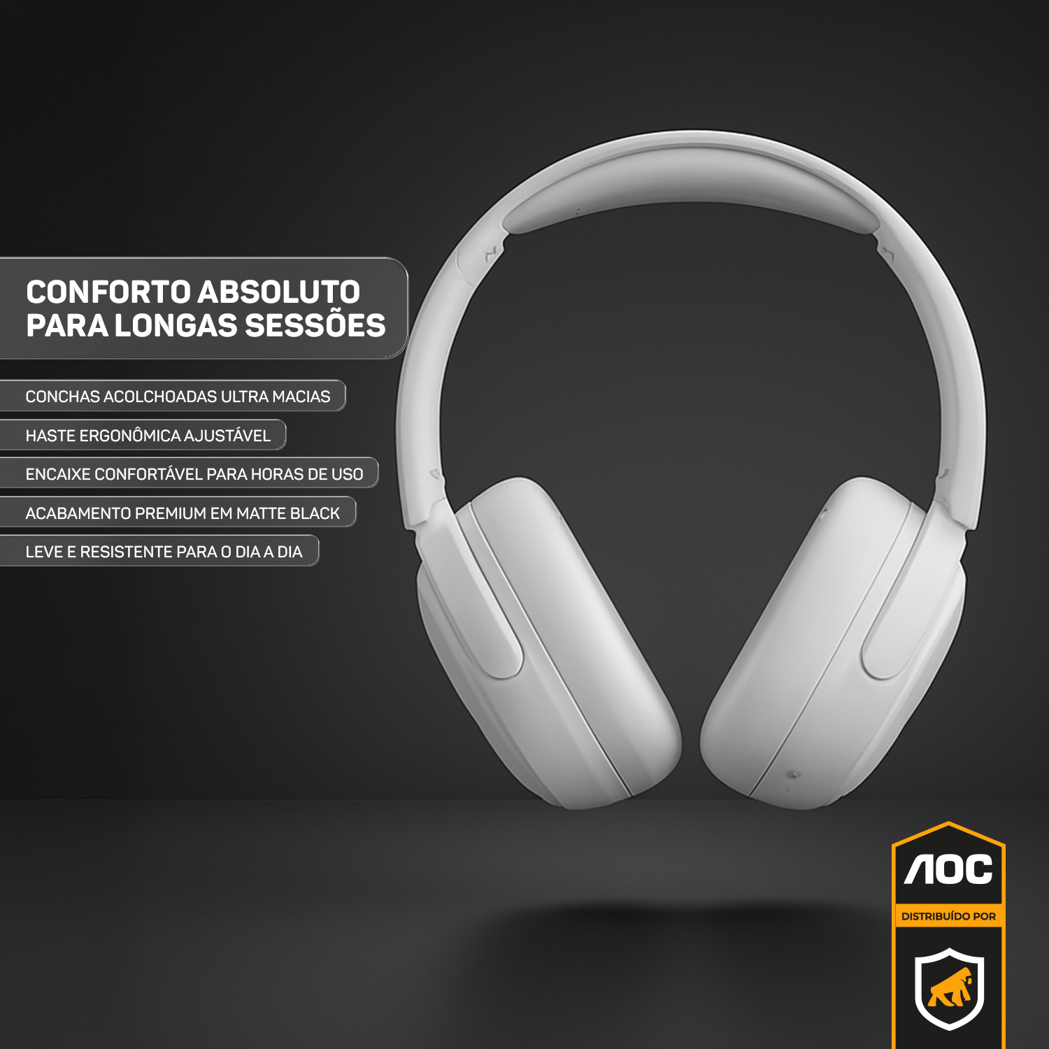 Headphone Bluetooth Wireless com Cancelamento de Ruído ANC - Branco - AOC - foto 3