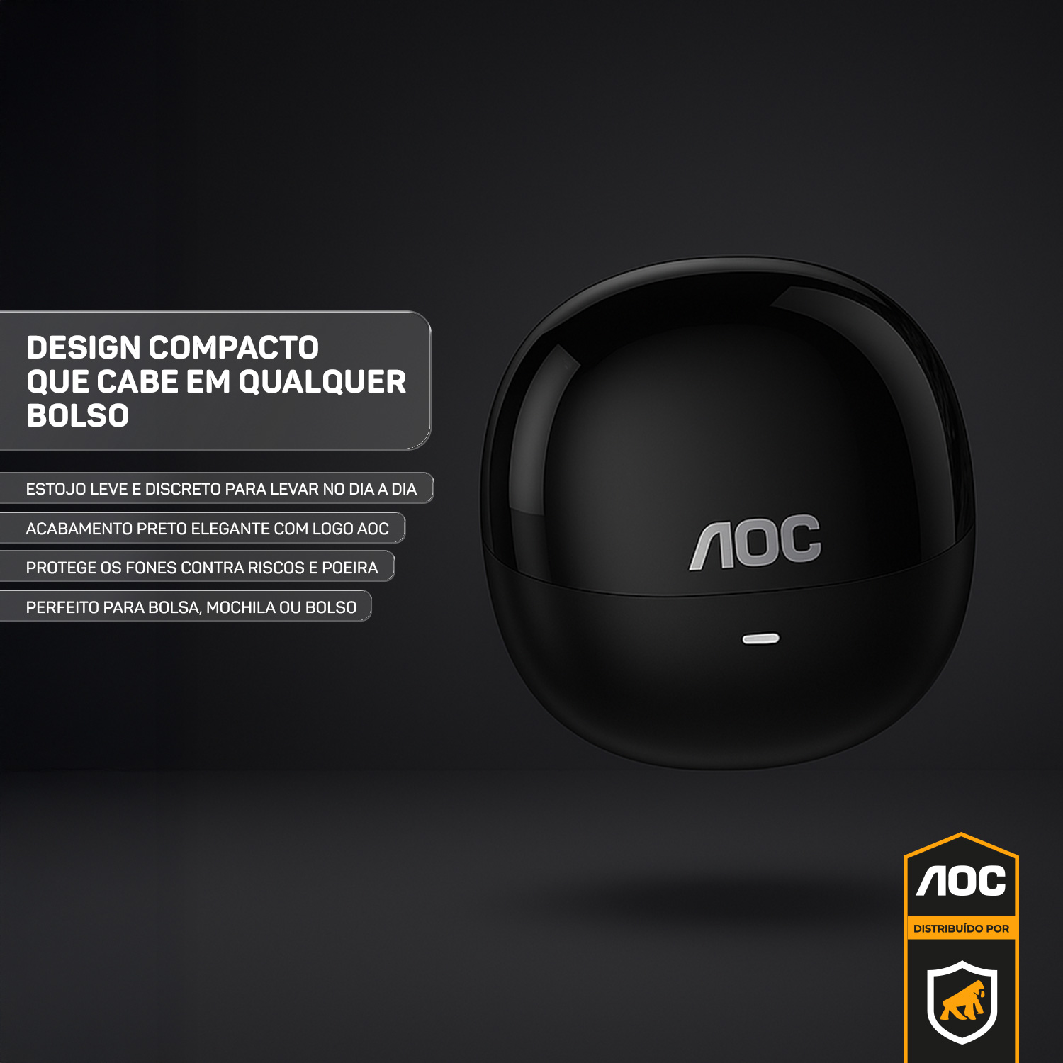 Fone de ouvido Earbuds V5.4 - Preto - AOC - foto 3