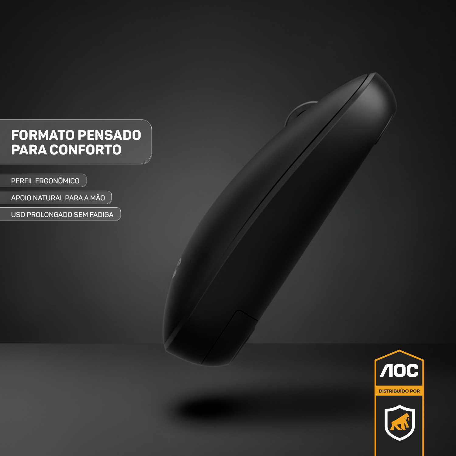 Mouse Óptico Sem Fio Wireless 2.4 Ghz 1600 DPI - Preto - AOC - foto 6