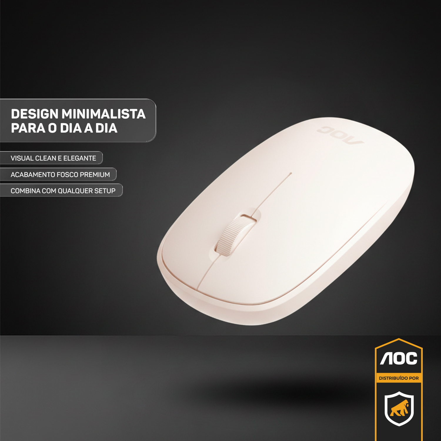 Mouse Óptico Sem Fio Wireless 2.4 Ghz 1600 DPI - Branco - AOC - foto 8