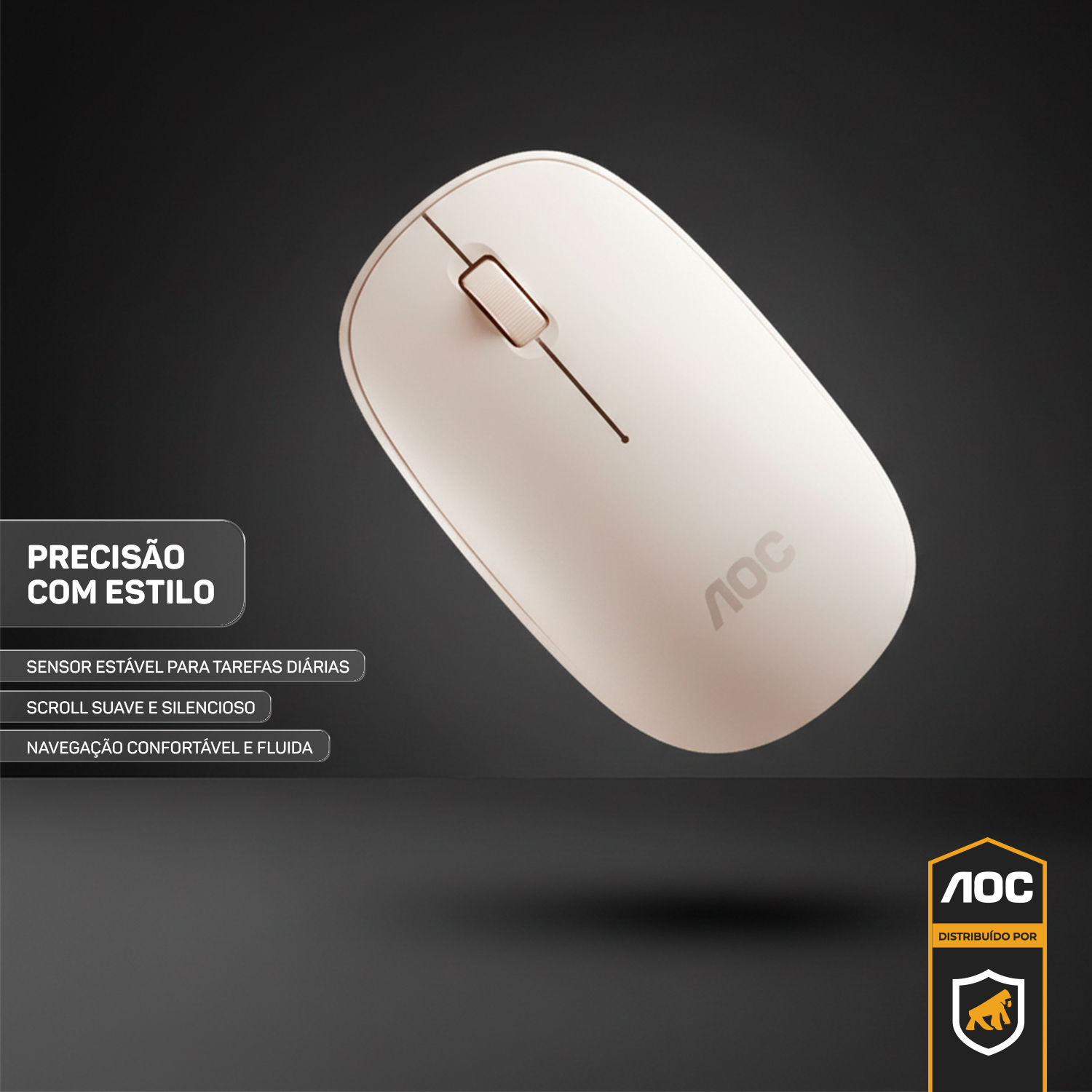 Mouse Óptico Sem Fio Wireless 2.4 Ghz 1600 DPI - Branco - AOC - foto 7