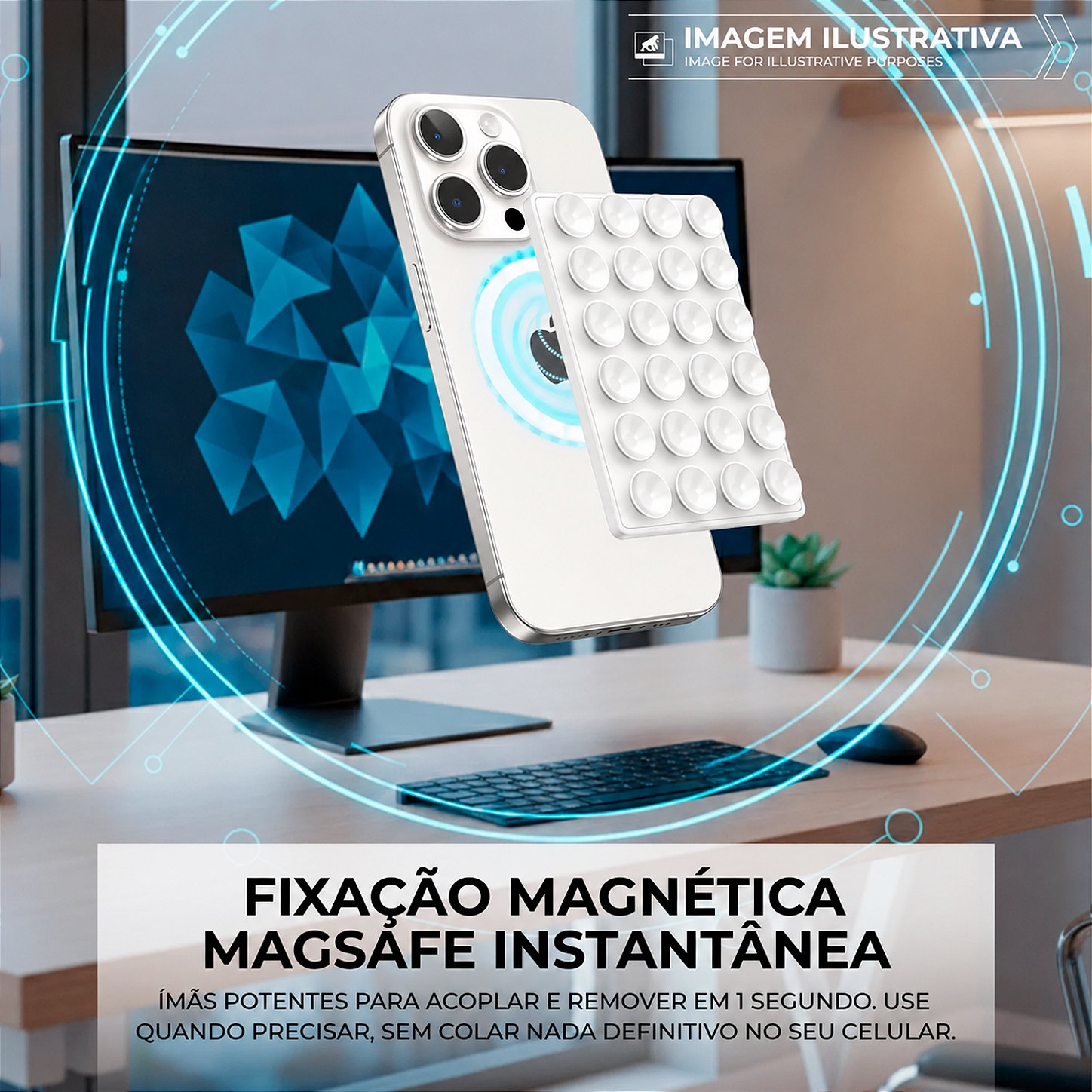 Suporte Ventosa Magnética MagSafe - Branca - Gshield - foto 3