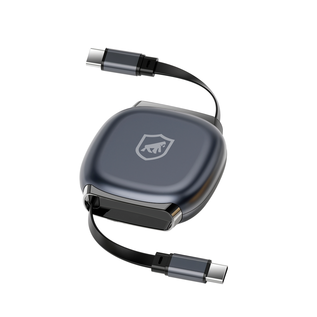 Cabo Retrátil Tipo C / Tipo C 100W Fast Charge 1M, Transferência 480Mb/s, Compatível com Smartphones, Notebooks e Centrais Automotivas - Victus - Gshield