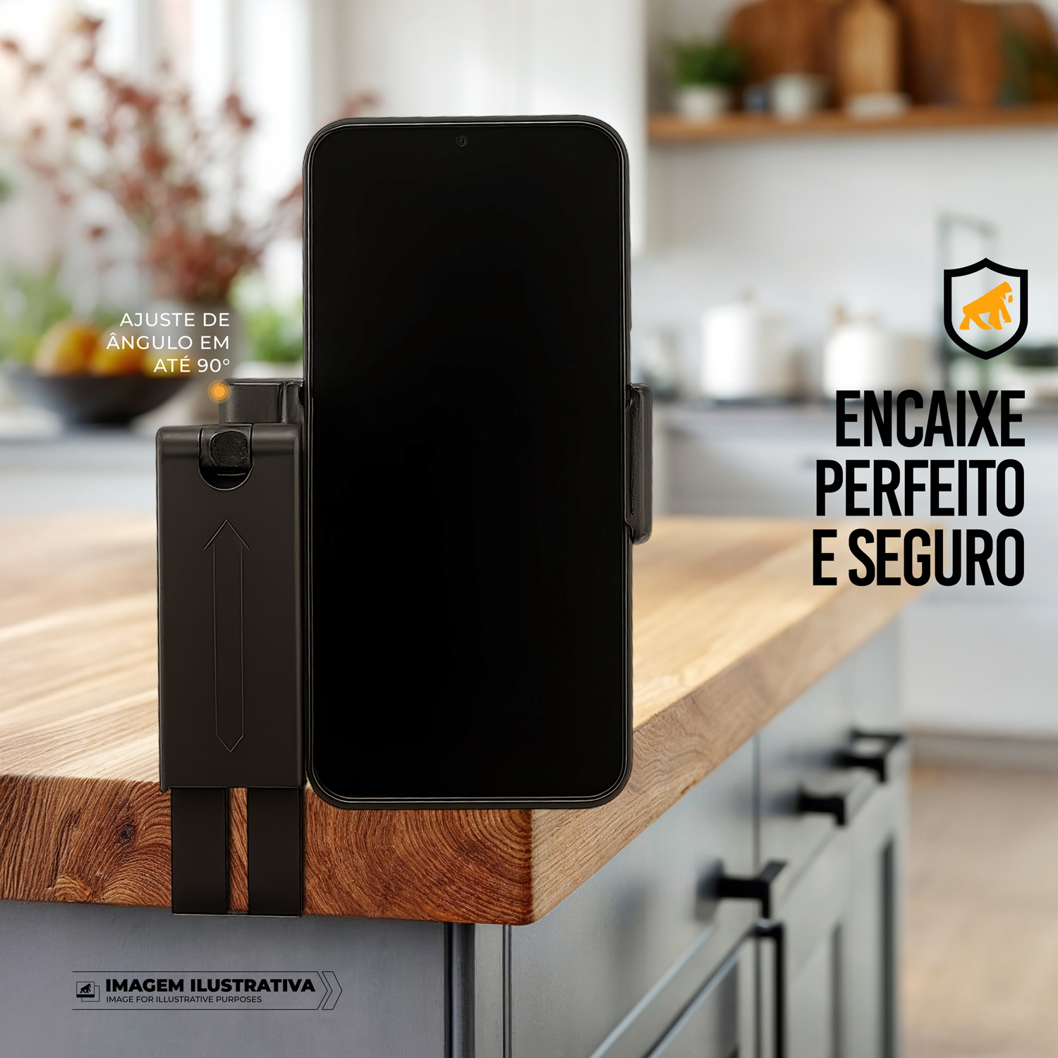 Suporte Articulado para Mesa – Ajuste 90°, Rotação 360°, Dobrável, Antiderrapante e Compatível com Smartphones até 9cm – Hybrid - Gshield - foto 3