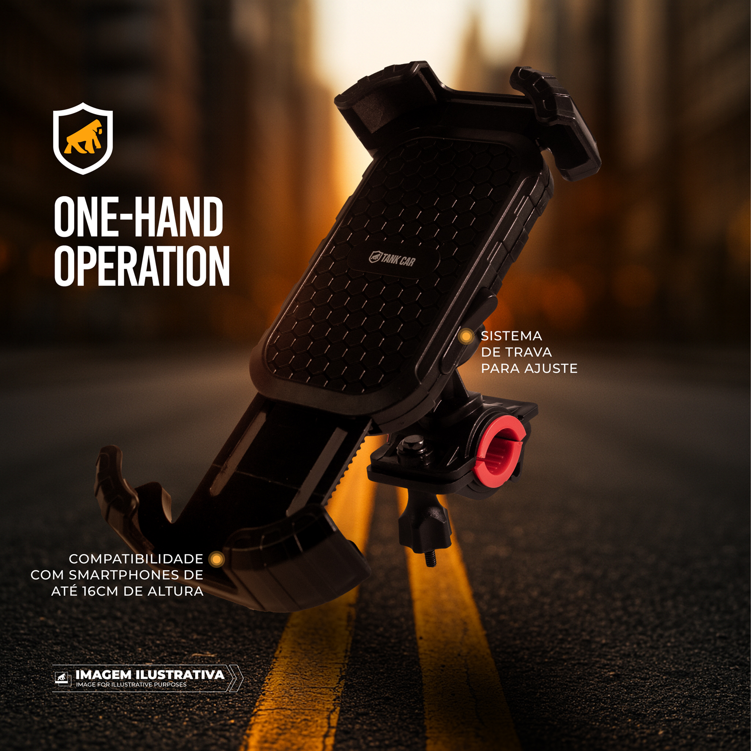 Suporte para Moto, Bicicleta, Bike - Travamento Seguro, Rotação 360°, Amortecimento de Impacto e Fixação para Guidão - Tank Car - Gshield - foto 2