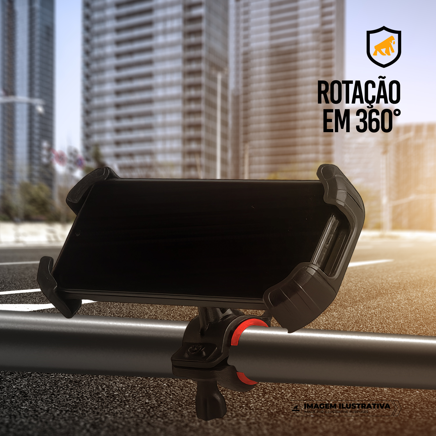 Suporte para Moto, Bicicleta, Bike - Travamento Seguro, Rotação 360°, Amortecimento de Impacto e Fixação para Guidão - Tank Car - Gshield - foto 4