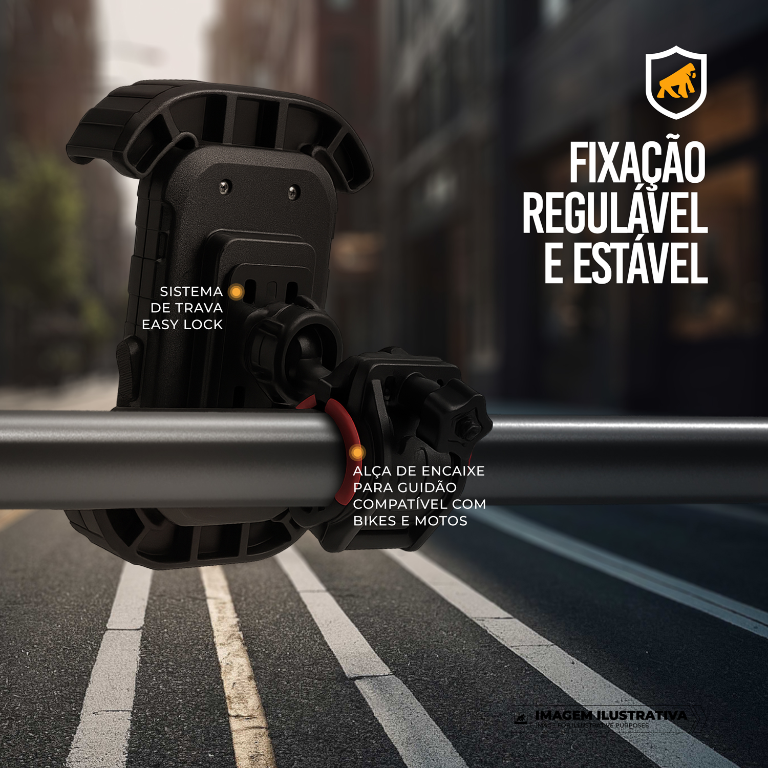 Suporte para Moto, Bicicleta, Bike - Travamento Seguro, Rotação 360°, Amortecimento de Impacto e Fixação para Guidão - Tank Car - Gshield - foto 5