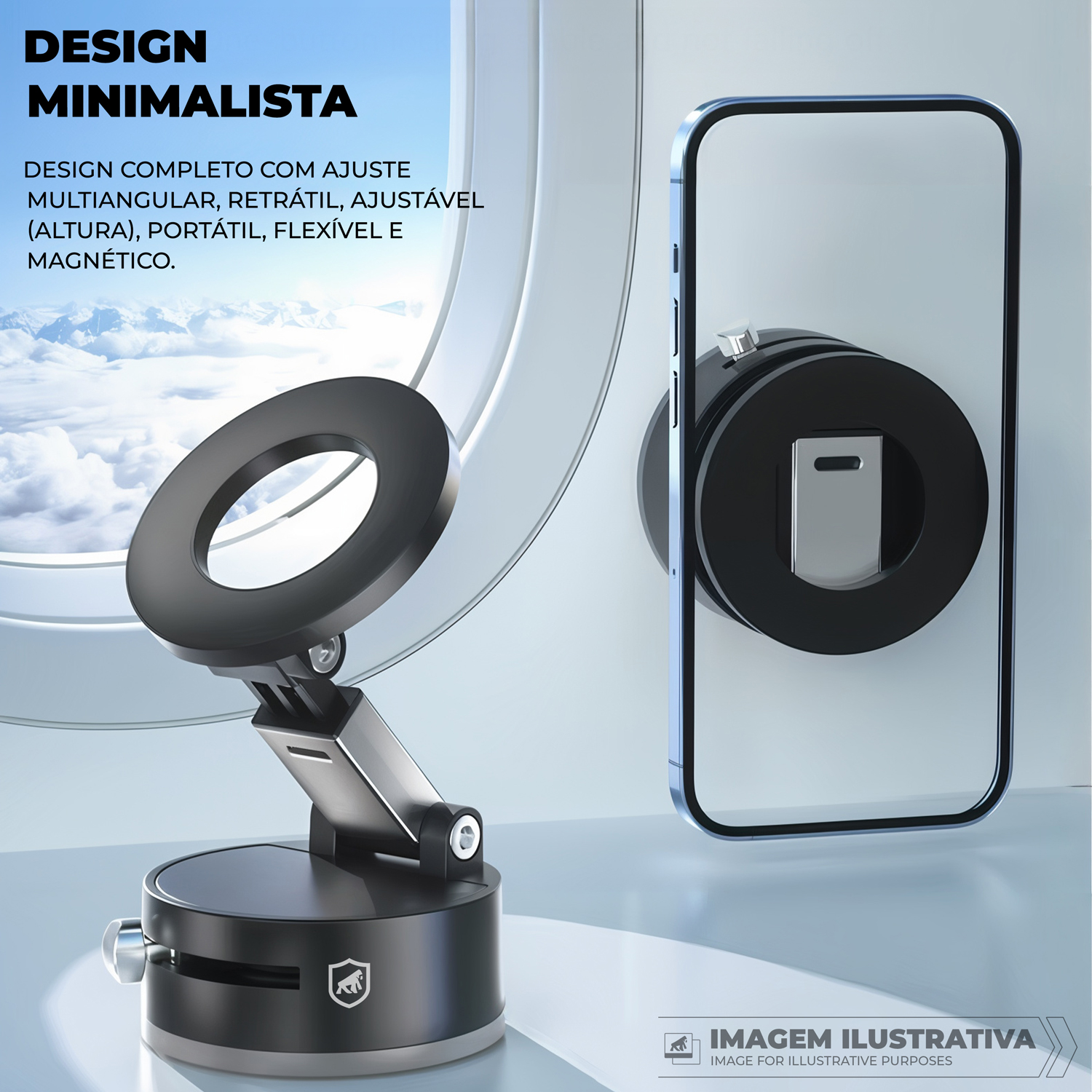 Suporte Veicular MagSafe com Sucção a Vácuo - 17 Ímãs Ultra Fortes, Rotação 360° e Liga de Aviação Premium - Suction MagSafe Armor - Gshield - foto 6