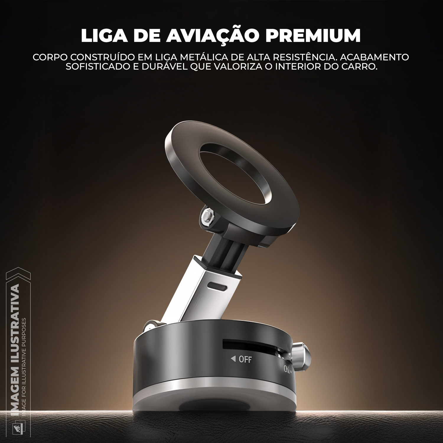 Suporte Veicular MagSafe com Sucção a Vácuo - 17 Ímãs Ultra Fortes, Rotação 360° e Liga de Aviação Premium - Suction MagSafe Armor - Gshield - foto 5