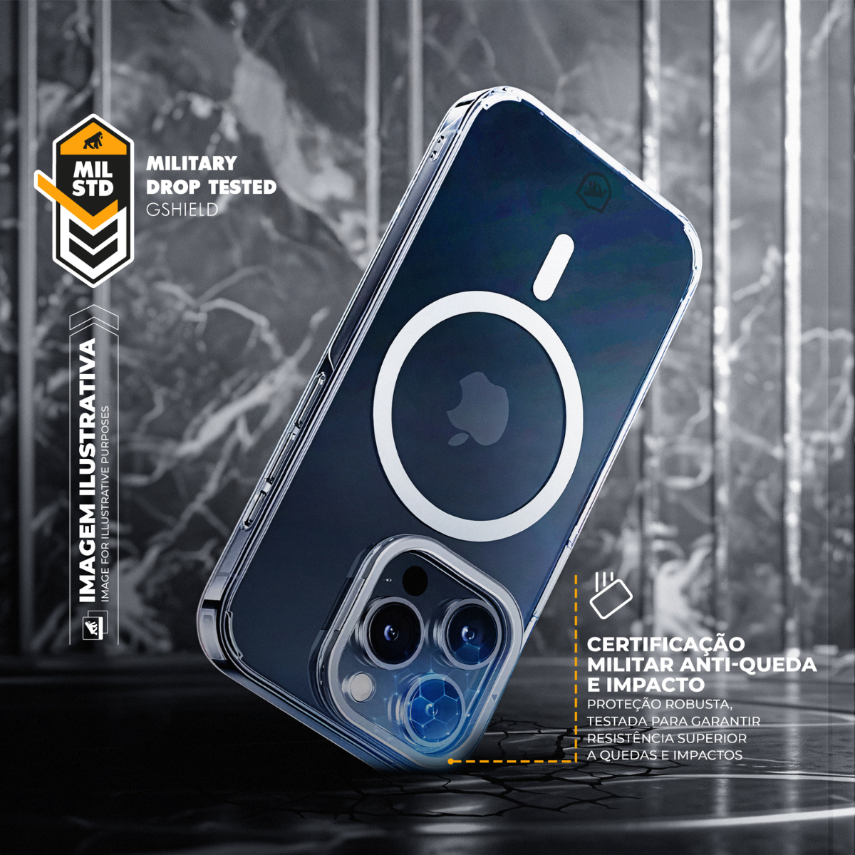 Capa para iPhone 17 - MagSafe Crystal Armor Stand - NÃO AMARELA - Gshield