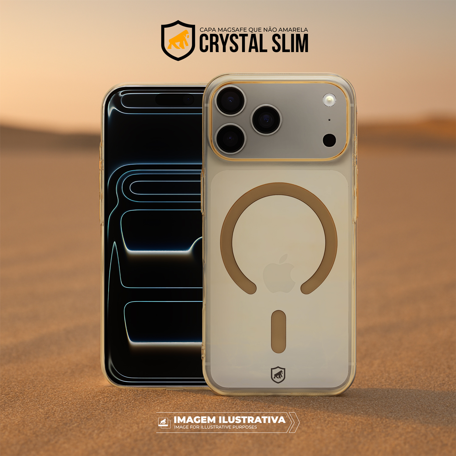 Capa para iPhone 17 Pro - Crystal Slim Magsafe - NÃO AMARELA - Desert - Gshield
