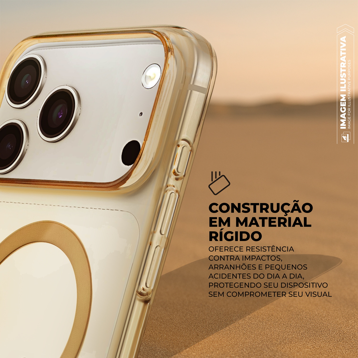 Capa para iPhone 17 Pro Max - Crystal Slim Magsafe - NÃO AMARELA - Desert - Gshield