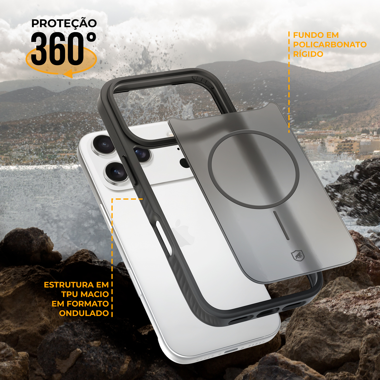 Capa para iPhone 17 Pro Max - Magsafe Wave Fumê - Preta - Gshield