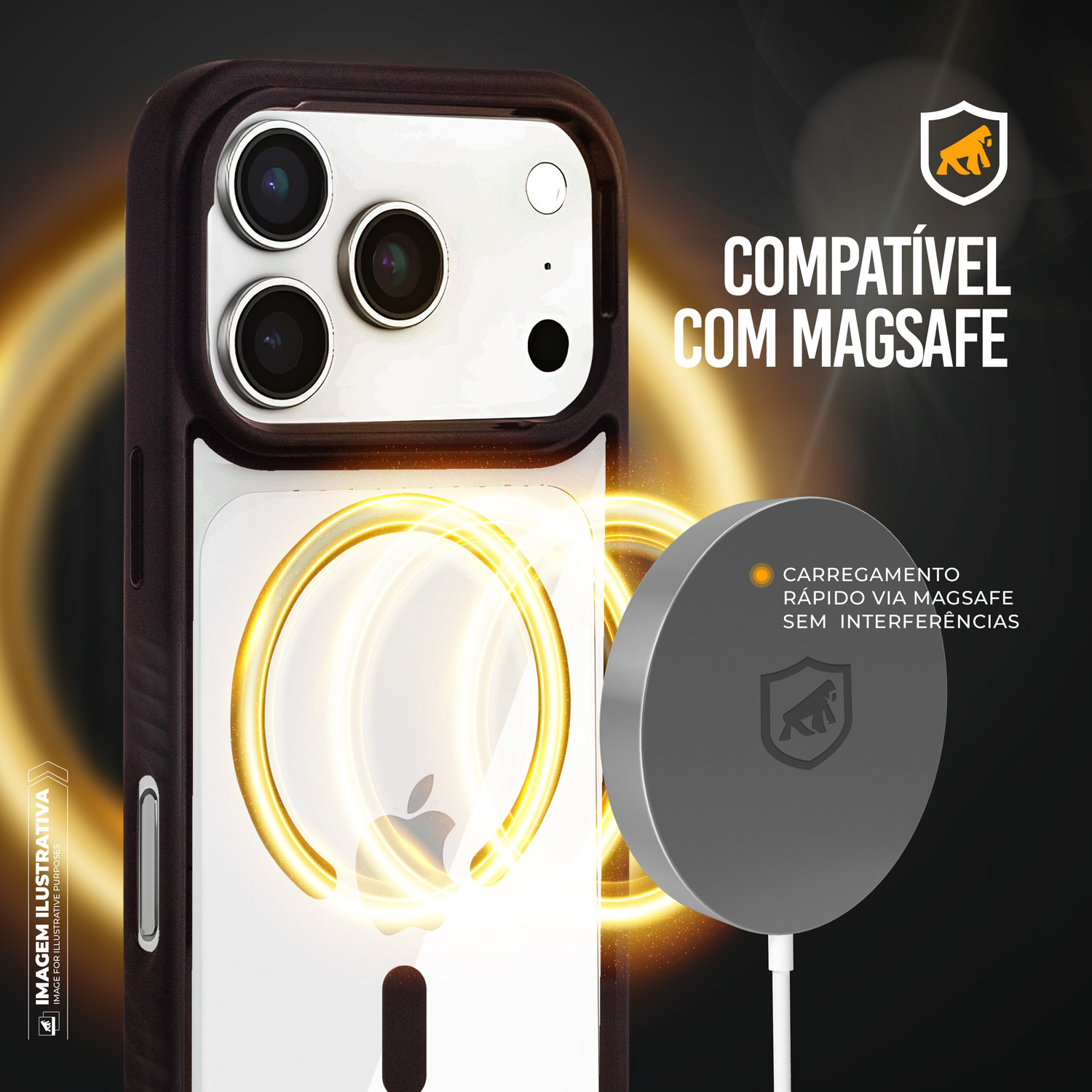 Capa para iPhone 17 - Magsafe Wave Transparente - Preta - Gshield - foto 4
