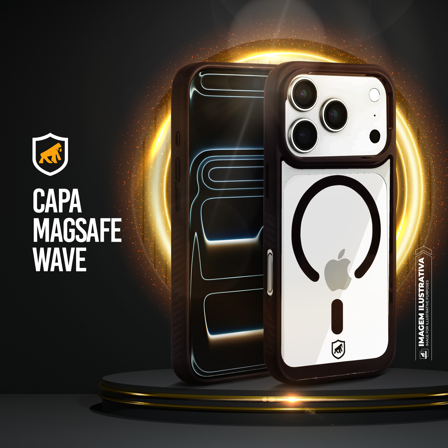 Capa para iPhone 17 Pro - Magsafe Wave Transparente - Preta - Gshield - foto 6