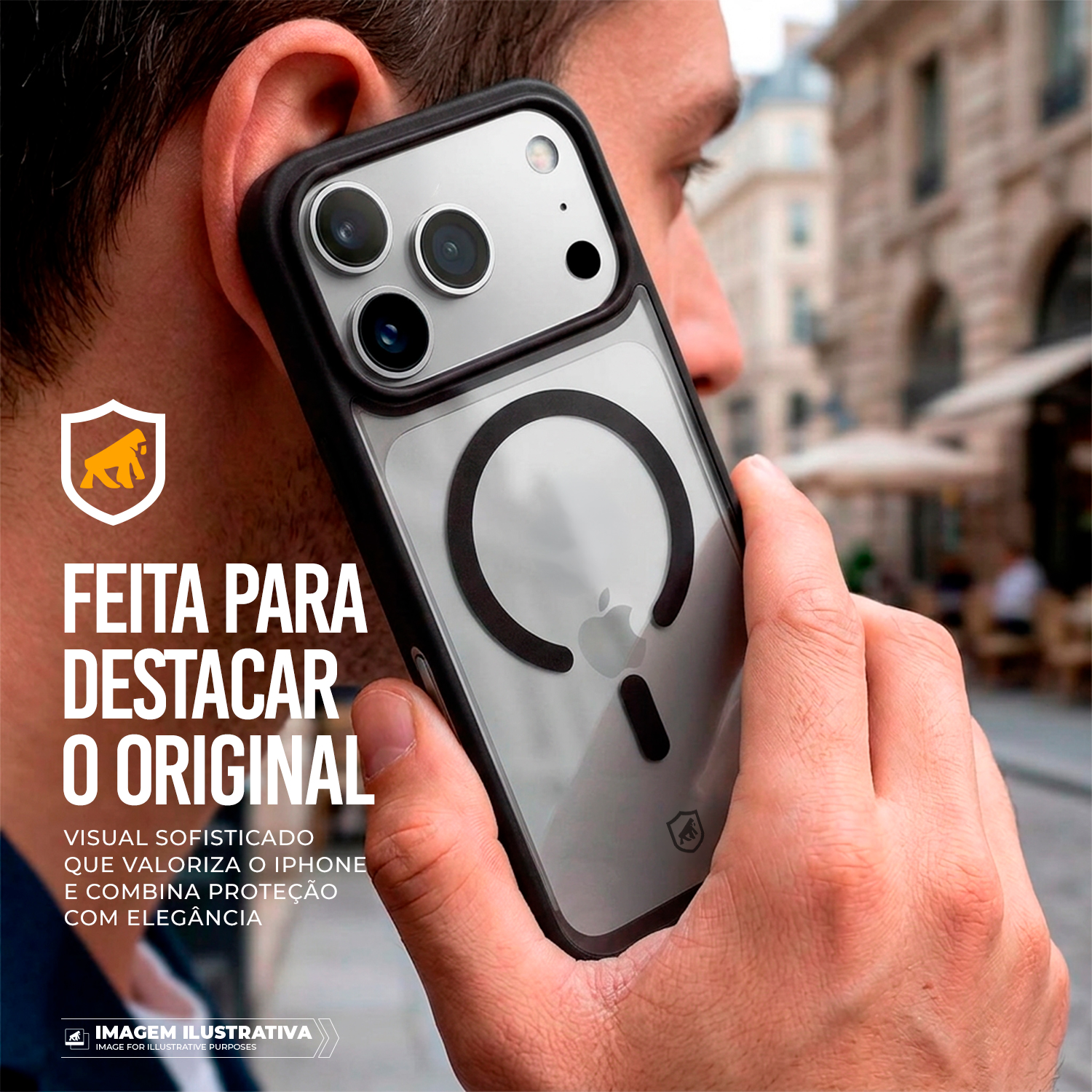 Capa para iPhone 17 Pro Max - Magsafe Wave Transparente - Preta - Gshield - foto 5
