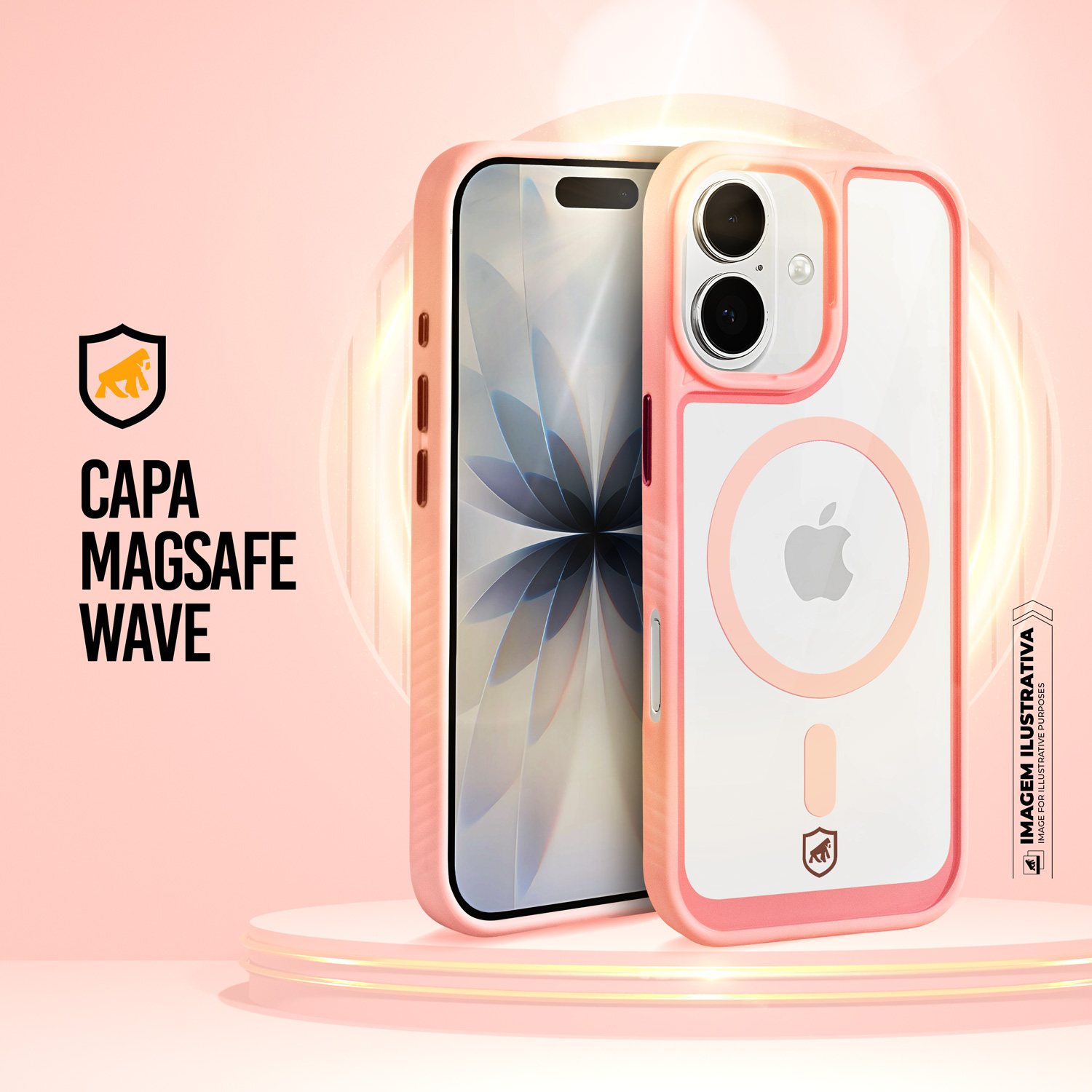 Capa para iPhone 17 - Magsafe Wave Transparente - Rosa - Gshield - foto 2