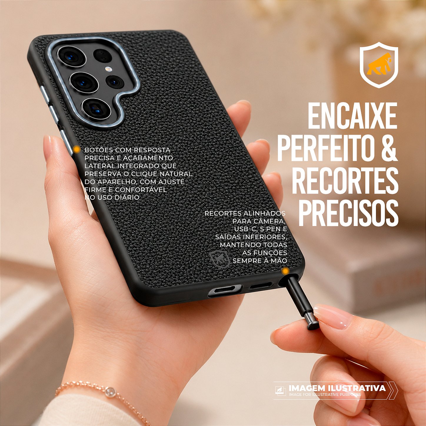 Capa para Samsung Galaxy S25 Ultra - Magsafe Tech Couro - Preta - Gshield