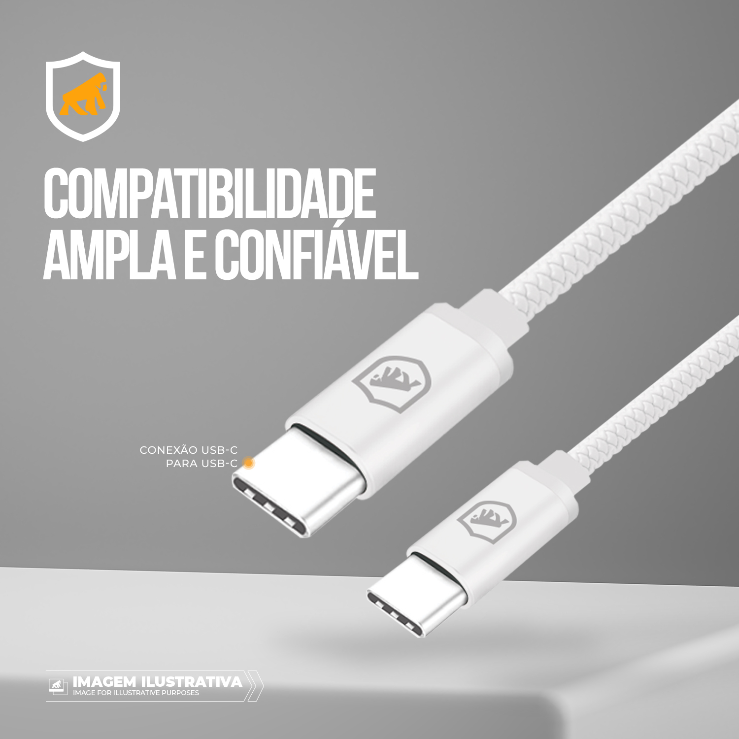 Cabo Symetric - Branco - Tipo C / Tipo C - 1,5M - Gshield - foto 2