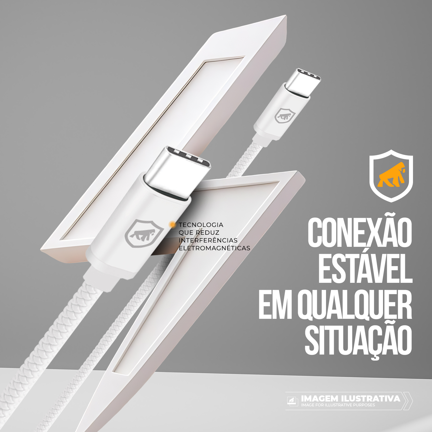 Cabo Symetric - Branco - Tipo C / Tipo C - 1,5M - Gshield - foto 4