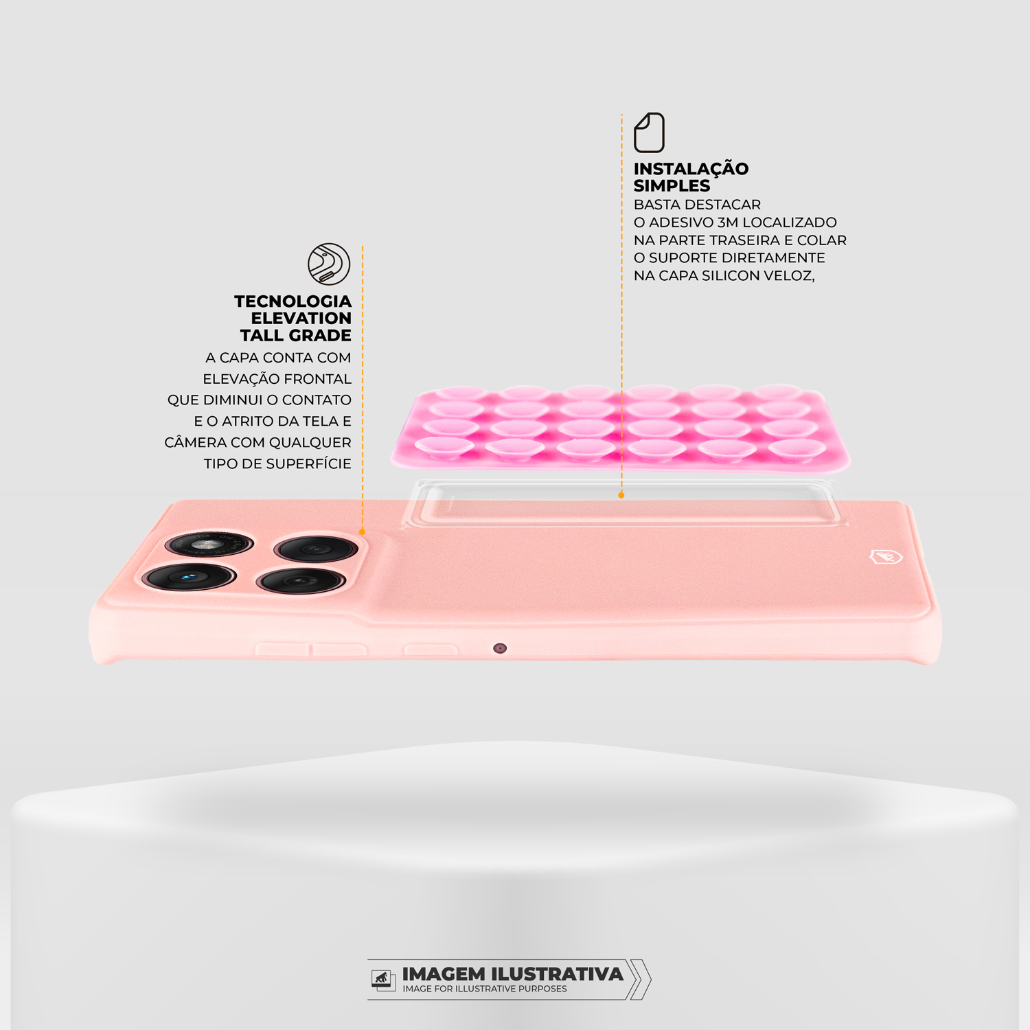 Capa Silicon Veloz para Samsung Galaxy A16 5G + Ventosa - Rosa - Gshield