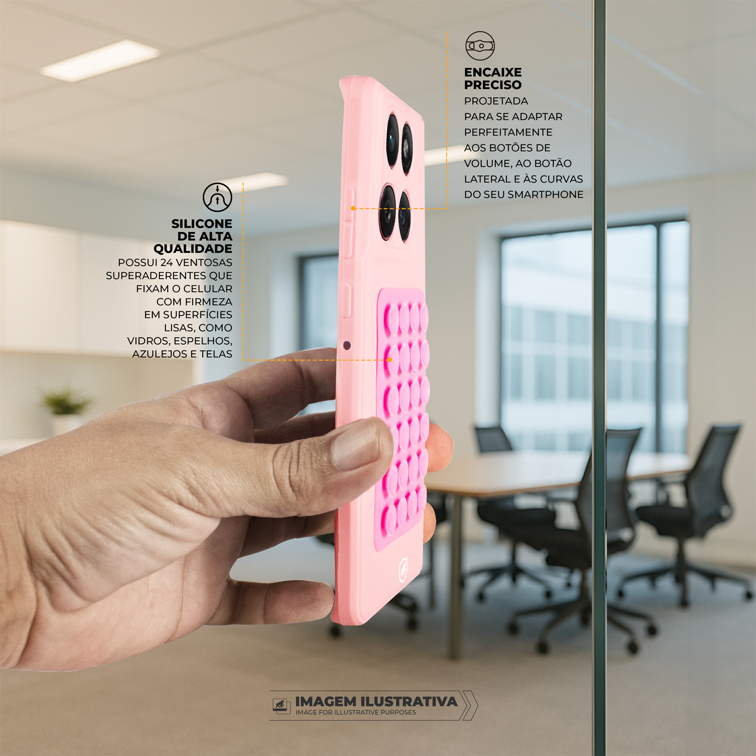 Capa Silicon Veloz para Samsung Galaxy A16 5G + Ventosa - Rosa - Gshield