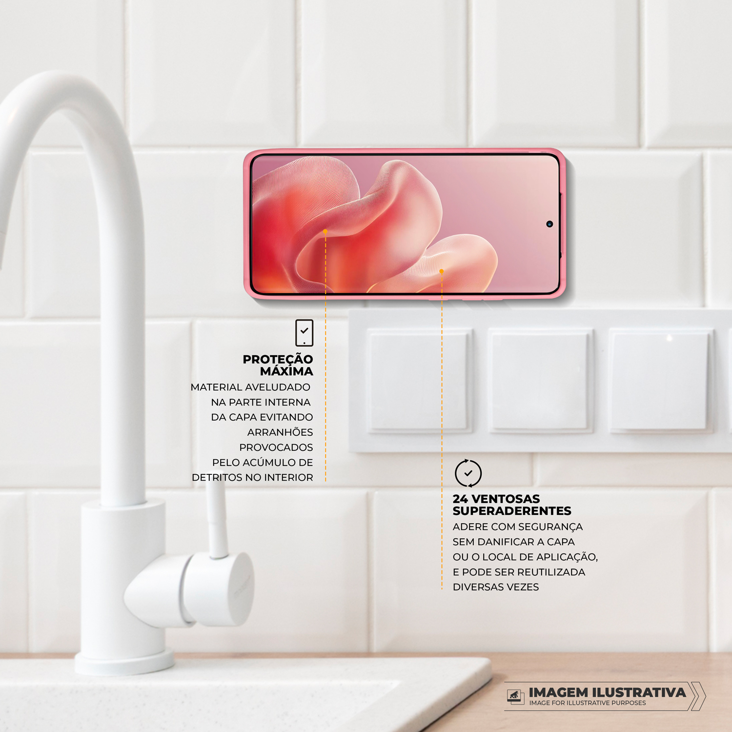 Capa Silicon Veloz para Samsung Galaxy A16 5G + Ventosa - Rosa - Gshield