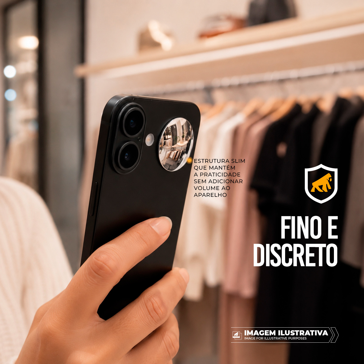 Mini Espelho Selfie Adesivo para Câmera Traseira Celular e Smartphone - SnapView - Gshield - foto 5