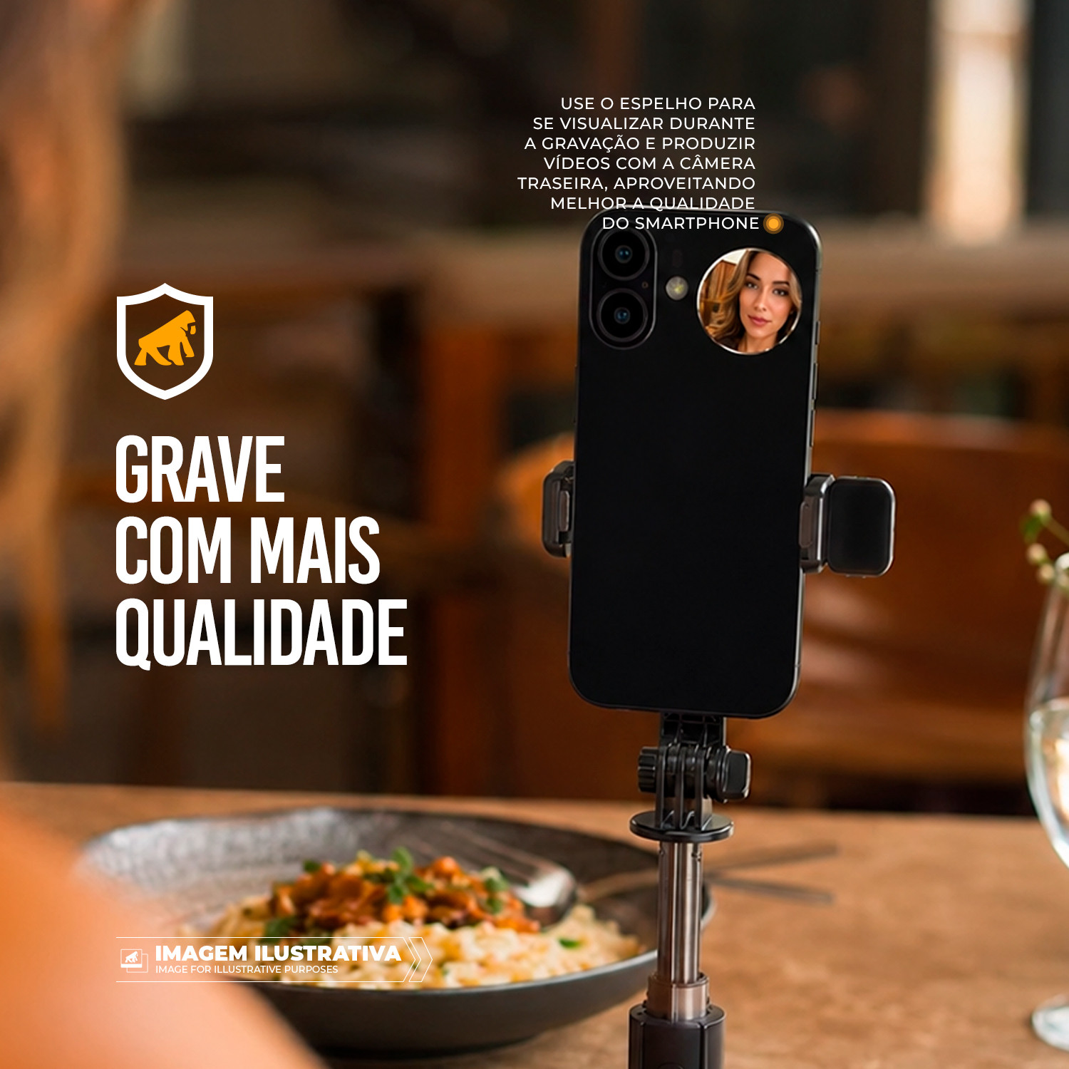 Mini Espelho Selfie Adesivo para Câmera Traseira Celular e Smartphone - SnapView - Gshield - foto 4