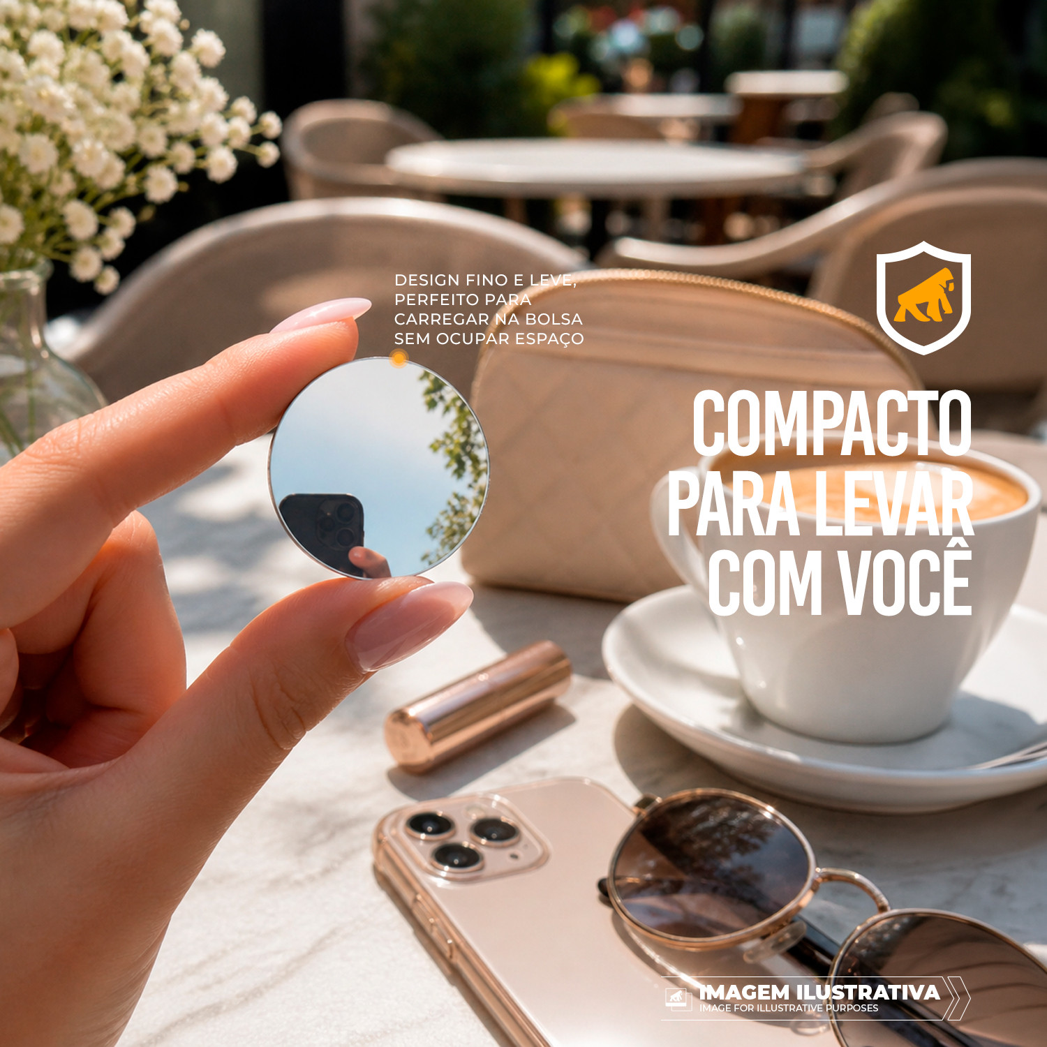 Mini Espelho Selfie Adesivo para Câmera Traseira Celular e Smartphone - SnapView - Gshield - foto 6