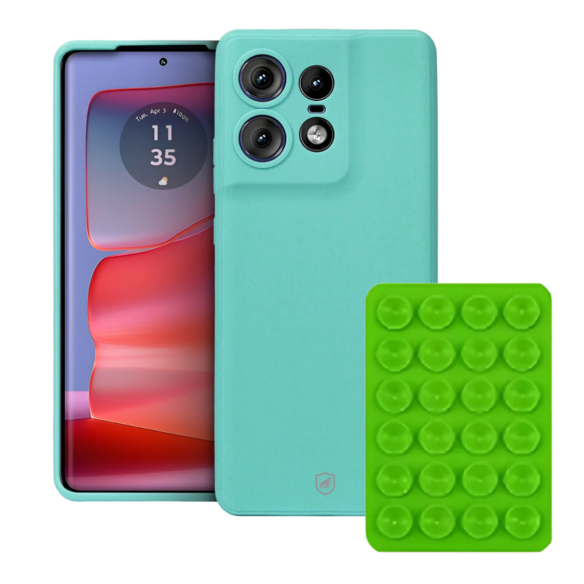 Kit Capa Silicon Veloz para Motorola Moto Edge 50 Pro +  Ventosa - Verde - Gshield
