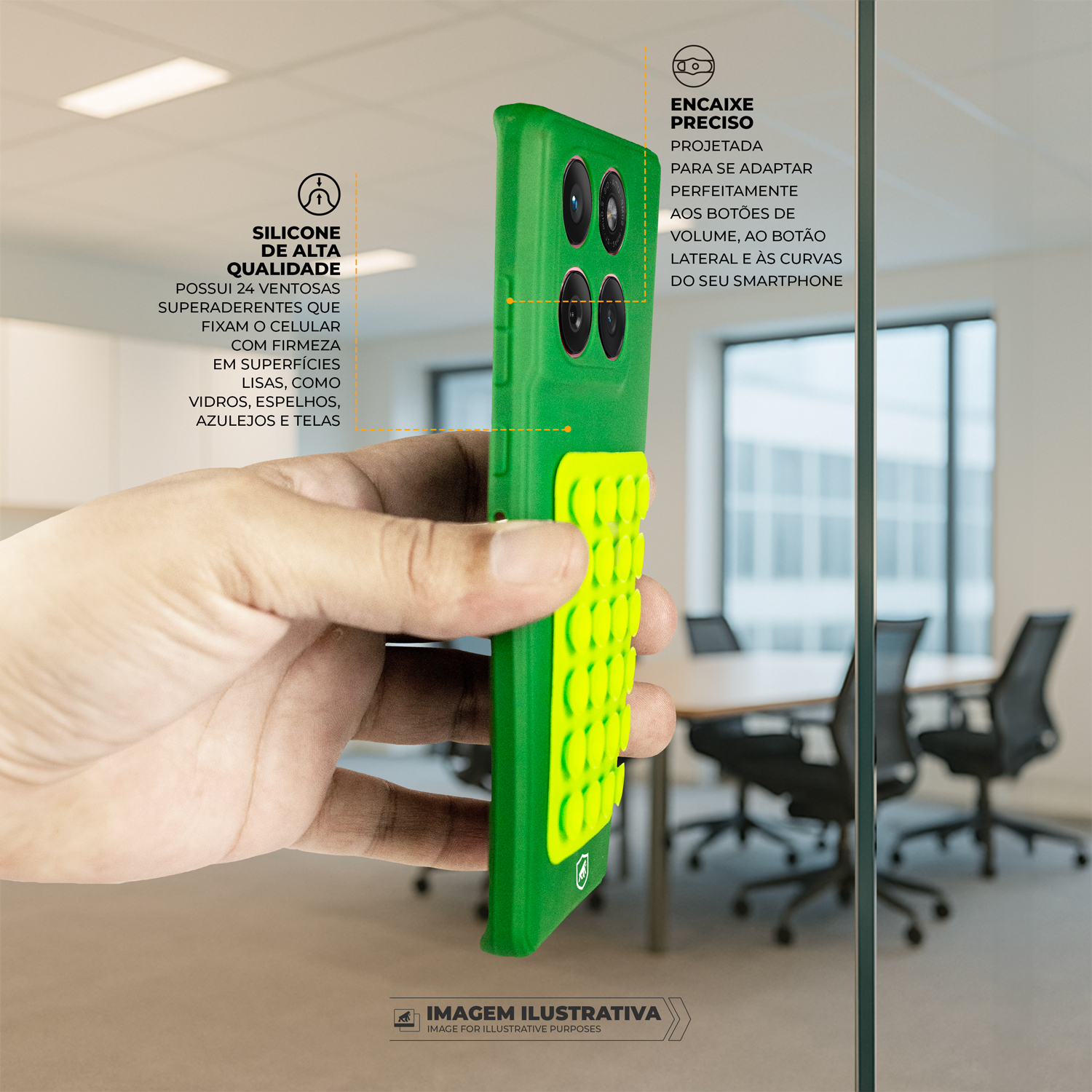 Kit Capa Silicon Veloz para Motorola Moto Edge 50 Pro +  Ventosa - Verde - Gshield