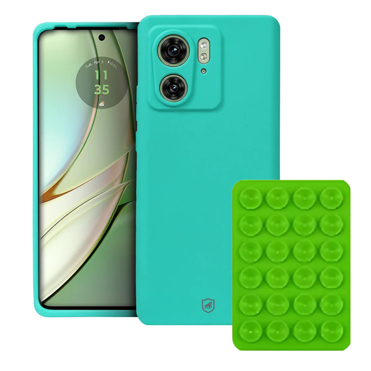 Kit Capa Silicon Veloz para Motorola Moto Edge 40 +  Ventosa - Verde - Gshield