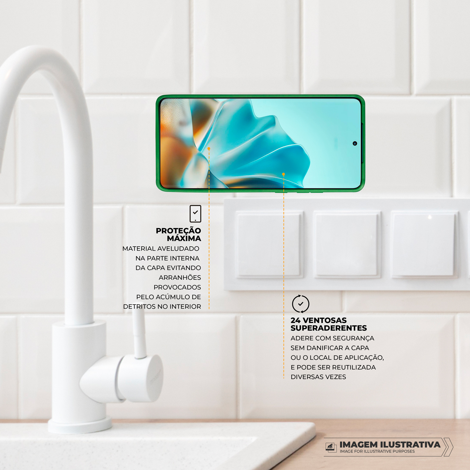 Kit Capa Silicon Veloz para Motorola Moto Edge 40 +  Ventosa - Verde - Gshield
