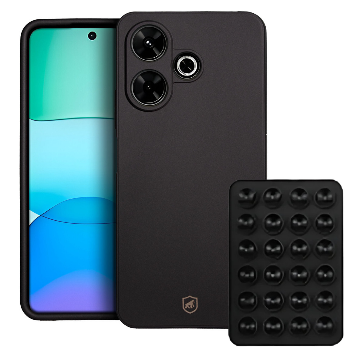 Kit Capa Silicon Veloz para Xiaomi Redmi 13 +  Ventosa - Preta - Gshield