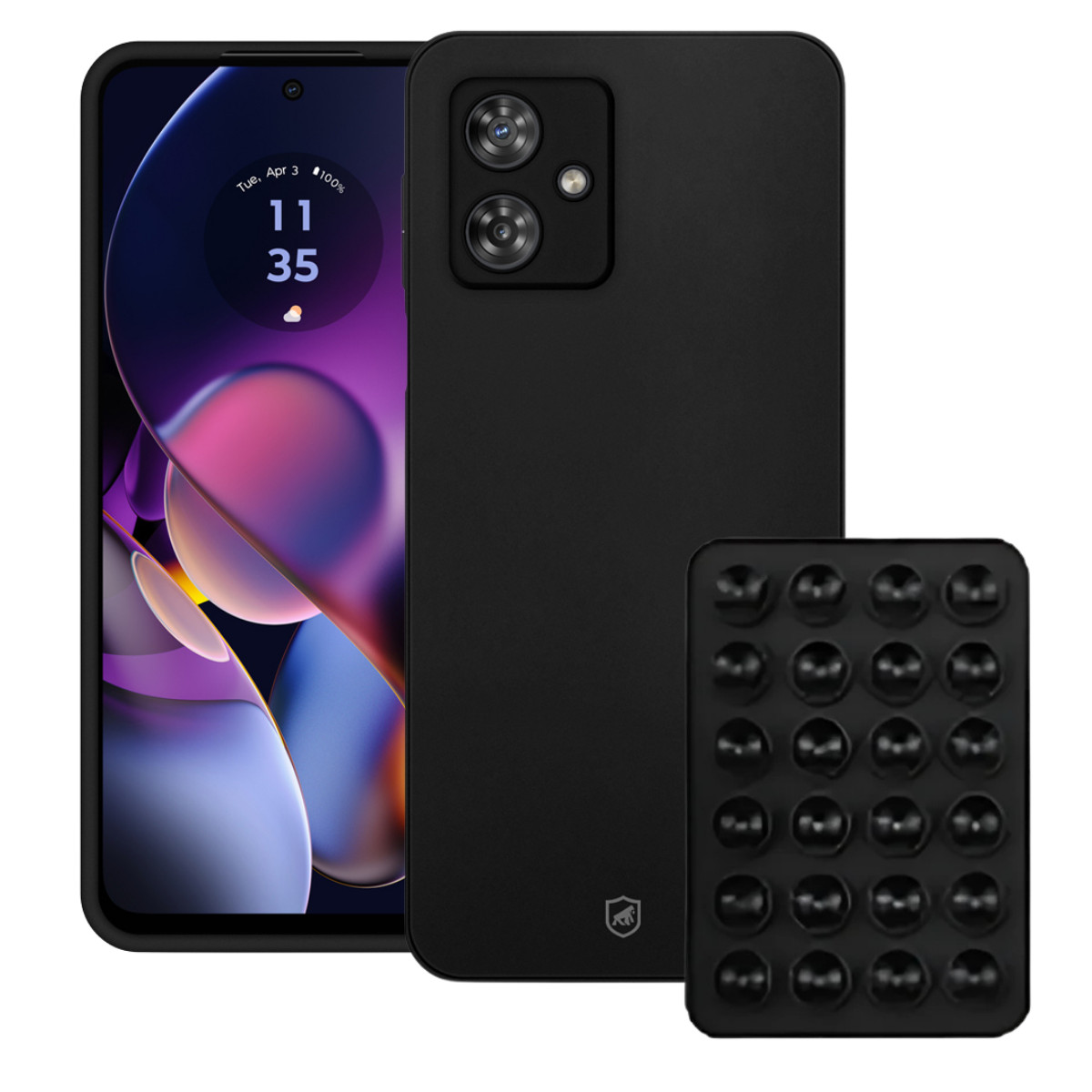 Kit Capa Silicon Veloz para  Motorola Moto G54 +  Ventosa - Preta - Gshield
